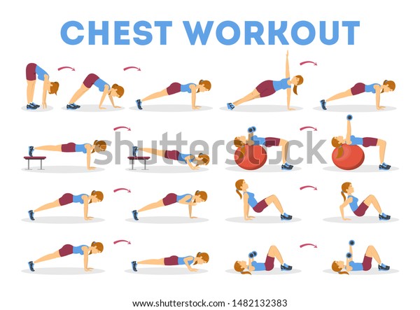 Chest Workout Set Collection Exercise Arm Stock Vector (Royalty Free ...