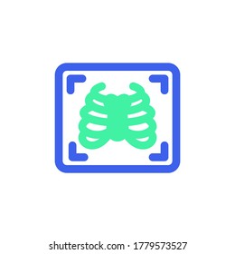 Chest x-ray icon vector, filled flat sign, bicolor pictogram, Medical X ray green and blue colors. Symbol, logo illustration