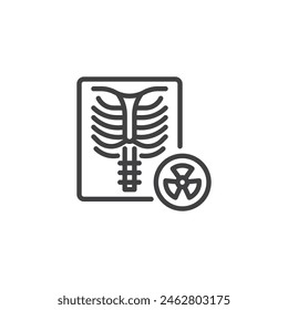 Chest x-ray line icon. linear style sign for mobile concept and web design. X-ray of chest outline vector icon. Radiology scan symbol, logo illustration. Vector graphics