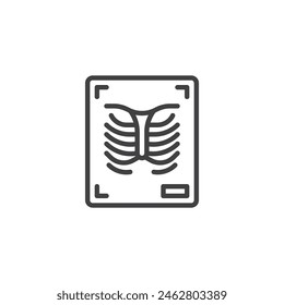 Chest X-Ray line icon. linear style sign for mobile concept and web design. Human chest x ray outline vector icon. Symbol, logo illustration. Vector graphics
