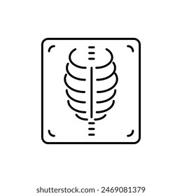Icono de la línea de rayos X del pecho.Ilustración simple negra del Vector sobre fondo blanco.eps