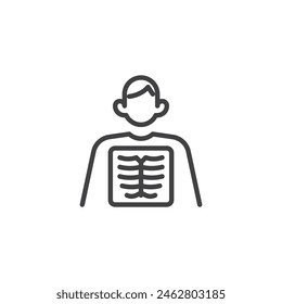 Chest X-Ray Scan line icon. linear style sign for mobile concept and web design. Body x-ray outline vector icon. Symbol, logo illustration. Vector graphics