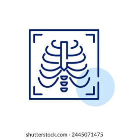 Chest x-ray showing rib cage. Medical imaging for bone and lungs health and diagnostics. Pixel perfect vector icon