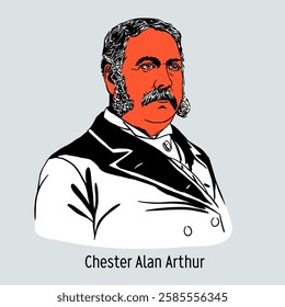 Chester Alan Arthur is an American politician and statesman; the 21st President of the United States of America, a Republican. Hand drawn vector illustration