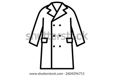 chester coat, Clothes simple line drawing icon in black and white, Vector Illustration