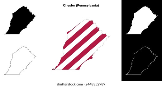 Chester County (Pennsylvania) outline map set