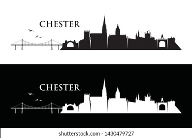 Chester skyline - England, United Kingdom, UK, Great Britain - vector illustration