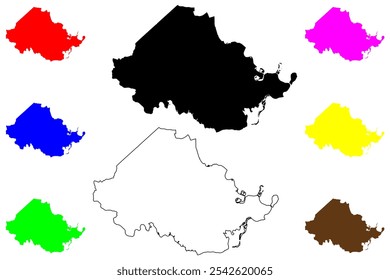 Condado de Chesterfield, Commonwealth da Virgínia (Condado dos EUA, Estados Unidos da América, EUA, EUA) mapa ilustração vetorial, esboço de rabisco Mapa de Chesterfield