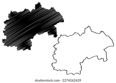 Chesterfield Non-metropolitan district (United Kingdom of Great Britain and Northern Ireland, ceremonial county Derbyshire, England) map vector, scribble sketch Borough of Chesterfield map