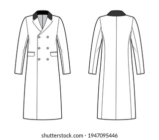 Chesterfield Overcoat Technical Fashion Illustration Double Stock ...