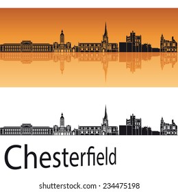 Chesterfield  skyline in orange background in editable vector file