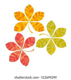 chestnut abstract stylized fall leaves card template. autumn seasonal vector illustration 