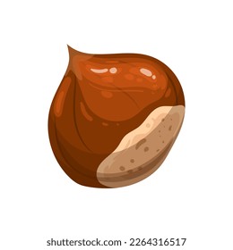 caricatura de comida de otoño de castaño. nuez marrón, caída de fruta, natural orgánica, planta dulce, temporada de tentempiés, castañas sanas, castaño vegetariano otoño alimento ilustración vectorial