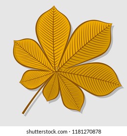 Chestnut autumn leaf isolated on a white background. Flat design Vector illustration