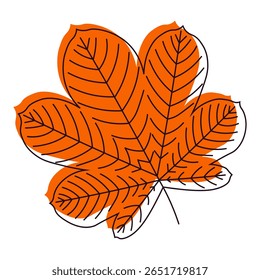 Folha de outono de castanha. folha de outono estilizada de castanha