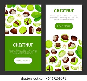 Chestnut Banner Design with Brown Kernel in Green Thorn Shell Vector Template