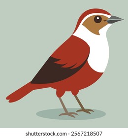 Chestnut breasted mannikin silhouette vector art illustration.