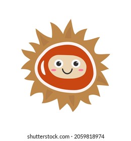 Kastanienkartoon-Charakter lächelnd Gesicht süße Symbol Vektorgrafik.