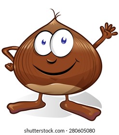 chestnut cartoon isolated on white background
