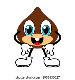 Chestnut character happy isolated vector illustration on white background