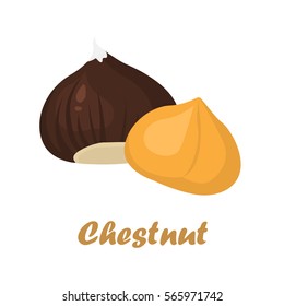 Chestnut color icons in cartoon design