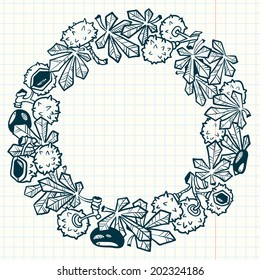 Chestnut doodle wreath