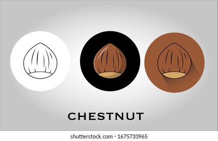 Chestnut flat icon vector. Isolated objects. Vector illustration. Simple vector for Graphic design. Healthy Life-style, balance diet food and nutrition diet concept. 