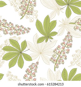 Chestnut flower leaf graphic color seamless pattern sketch illustration vector svg