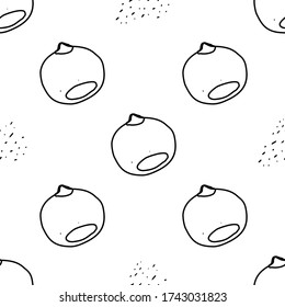 Chestnut hand drawn vector seamless pattern. Outline monochrome texture made in doodle style.Fruit 
background for package, merch, wallpaper, menu and other design.