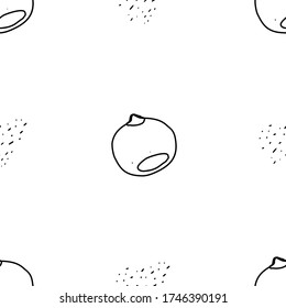 Chestnut hand drawn vector seamless pattern. Outline monochrome texture made in doodle style.Fruit 
background for package, merch, wallpaper, menu and other design.