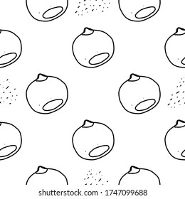 Chestnut hand drawn vector seamless pattern. Outline monochrome texture made in doodle style.Fruit 
background for package, merch, wallpaper, menu and other design.