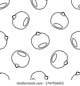 Chestnut hand drawn vector seamless pattern. Outline monochrome texture made in doodle style.Fruit 
background for package, merch, wallpaper, menu and other design.