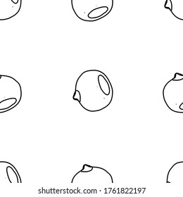 Chestnut hand drawn vector seamless pattern. Outline monochrome texture made in doodle style.Fruit 
background for package, merch, wallpaper, menu and other design.