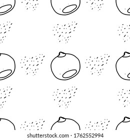 Chestnut hand drawn vector seamless pattern. Outline monochrome texture made in doodle style.Fruit 
background for package, merch, wallpaper, menu and other design.