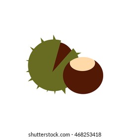 Chestnut icon in flat style isolated on white background. Plant symbol