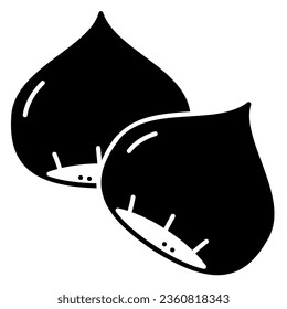 Chestnut icon for nut and healthy food in black outline style