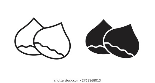 Chestnut icon set. black Illustration for graphic and web design.