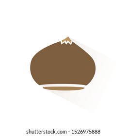 Chestnut icon with shadow. Flat vector illustration