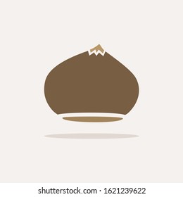 Chestnut. Icon with shadow on a beige background. Autumn vector illustration