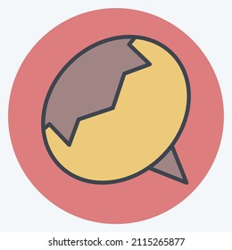 Chestnut Icon in trendy color mate style isolated on soft blue background