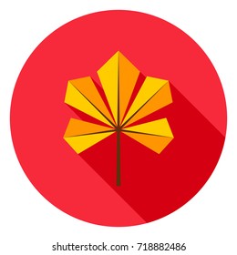 Chestnut Leaf Circle Icon. Vector Illustration. Fall Seasonal Foliage.