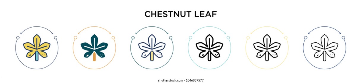 Chestnut leaf icon in filled, thin line, outline and stroke style. Vector illustration of two colored and black chestnut leaf vector icons designs can be used for mobile, ui, web