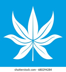 Chestnut leaf icon white isolated on blue background vector illustration