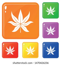 Chestnut leaf icons set collection vector 6 color isolated on white background