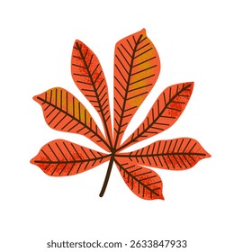 Chestnut leaf vector. Colored trendy illustration. Flat design. Stamp texture. Autumn element isolated