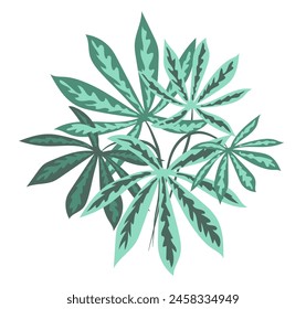 Chestnut leaves in flat design. Green tree foliage with twigs bouquet. Vector illustration isolated. svg