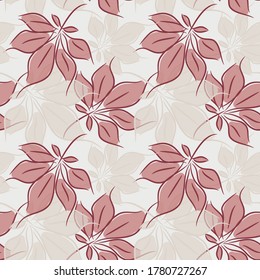 Chestnut leaves seamless pattern in hand-drawn style that can be used as a floral print for clothing and background and backdrop or computer wallpaper