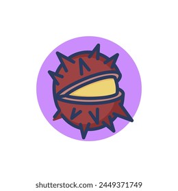 Icono de línea de castaño. Cáscara abierta, cáscara de púas, nuez. Ingrediente natural o concepto de comida orgánica. Ilustración vectorial para Diseños web y App