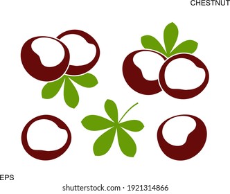 Logo de castaño. Castaño aislado sobre fondo blanco