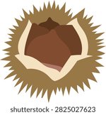Chestnut Minimal Autumn Nut Vector Illustration